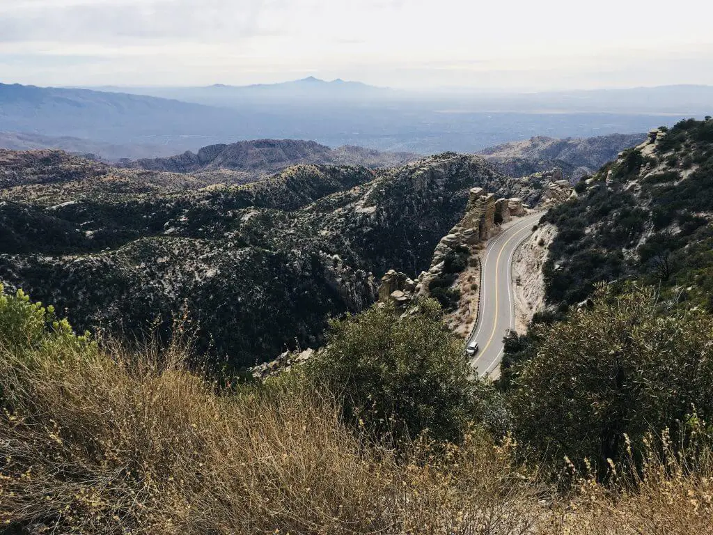 a view from Mt. Lemmon, near Tucson, Arizona. Tucson might be one of the most versatile winter mountain bike destinations in the USA.